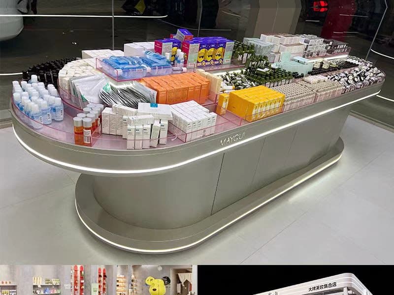 烤漆中岛柜门店应用——洛阳商业综合体品牌门店,洛阳市洛龙区达佳展柜厂承建
